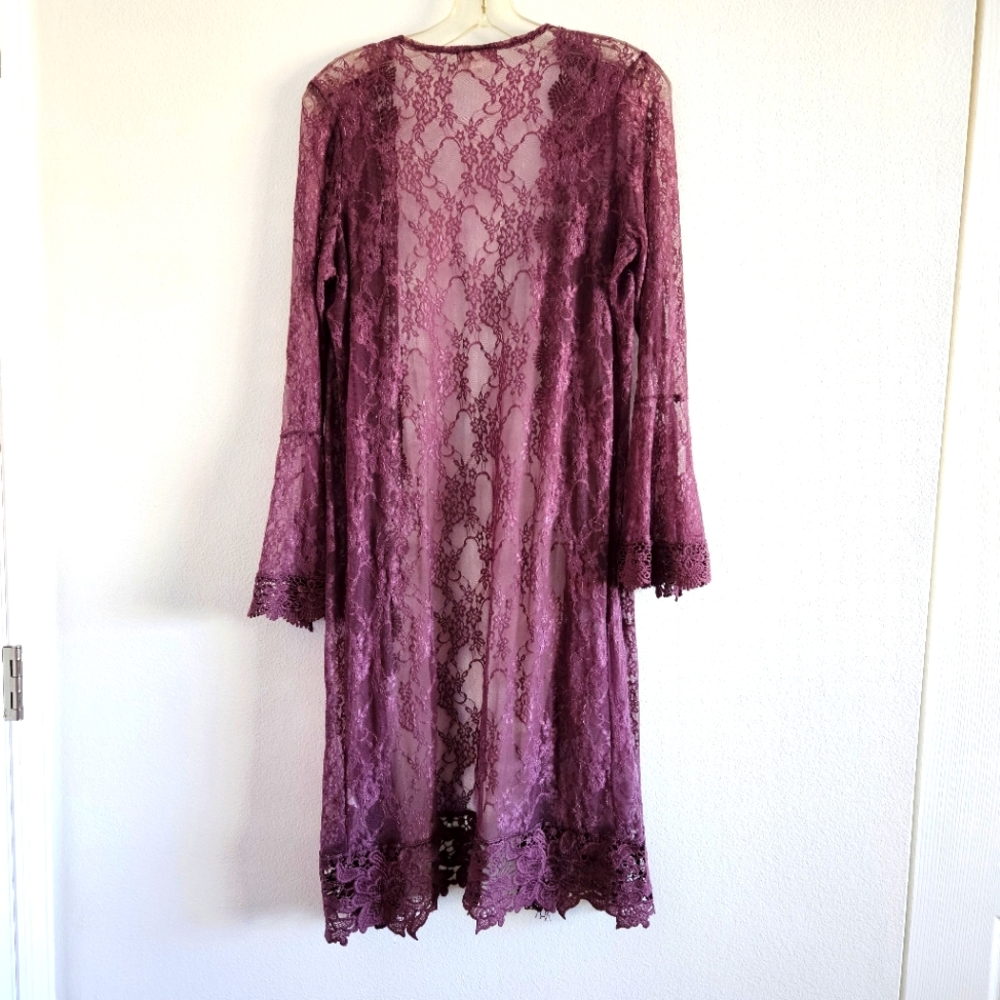 Plum Lace Kimono Style Duster Size 1